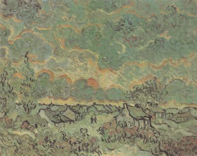 Cottages and Cypresses:Reminiscence of the North (nn04), Vincent Van Gogh